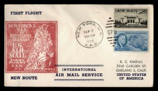 Dr Who 1950 York Ny To Germany First Flight Fam 24 Air Mail C127881