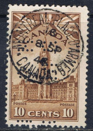 Canada O257 (6) Perfin 1942 10 Cent Parliament Buildings Montreal Place D 