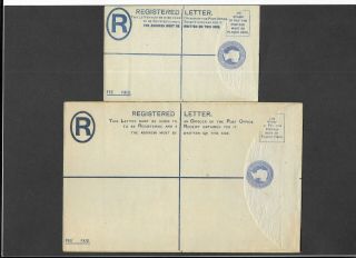Gb Stationery 1893 Qv 2d Blue Registered Envelopes Sizes F & H H&b Rp20
