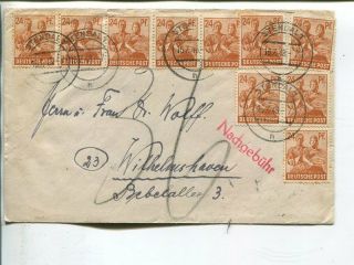 Germany Sbz Postage Due 10 - Fold Franking Cover,  Stendal 16.  7.  1948