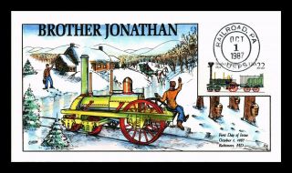 Dr Jim Stamps Us Brother Jonathan Railroad Pennsylvania Fdc Hand Colored Cover