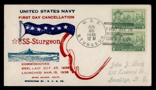 Dr Who 1938 Uss Sturgeon Navy Submarine First Day In Commission Pair C130723