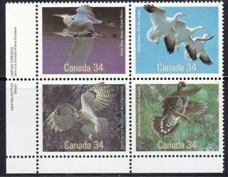 Canada 1986 1098a Birds Of Canada - Ll Plate Block Of 4 Mnh