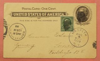 1899 Dpo 1851 - 1904 Maspeth Ny Cancel Postal Card Uprated To Germany