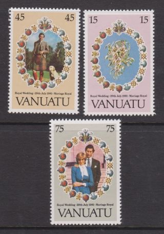 1981 Royal Wedding Charles & Diana Mnh Stamp Set Vanuatu Sg 315 - 317