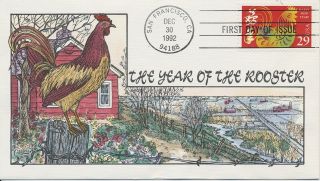 2720 Chinese Year Rooster Hand Painted Fred Collins Cachet First Day Cover