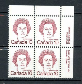 Canada Mnh 593a Pl Block Ur Plate 1 Caricature Defins 10c Queen 1976 A246