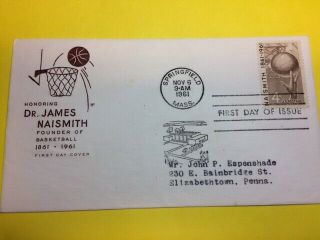 1189 Fdc 1961 Hf House Of Farnam Cachet 4c Basketball James Naismith