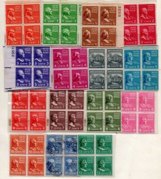 U.  S.  Scott 803 - 816,  818 Og,  Mlh Block Of Four 1938 Presidential (816)