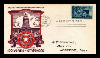 Dr Jim Stamps Us Texas Statehood Centennial Smart Craft First Day Cover Austin