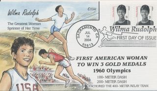 3436 Wilma Rudolph Athlete Hand Painted Fred Collins Cachet First Day Cover