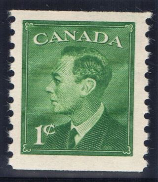 Canada 295 (1) 1949 1 Cent Green George Vi Coil Perf 9.  5 Vertically Mnh