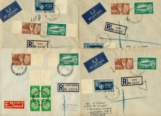 Israel 1948 - 1950 Registered 12 Covers Mailed Great Franking See 3 Scans