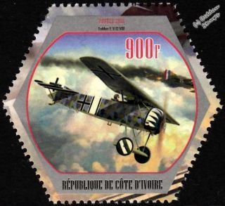 Wwi Fokker D.  Viii / E.  V " Flying Razor " German Fighter Aircraft Stamp (2018)