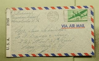 Dr Who 1943 Honolulu Hawaii Airmail To Ny Wwii Censored E51321