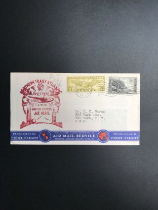Usa Us First Flight Cover York To Botwood 1939 Pan Am Fam 18