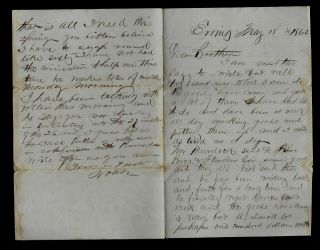 1862 Erving,  Ma - Civil War Letter To 27th Masschusetts Infantry Soldier Content
