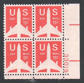 Sc C78 - 11c Silhouette Of Jet Airliner Plate Block Of 4 Mnh P 33019