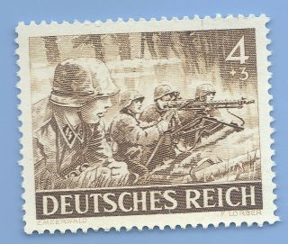 Nazi Germany Third Reich 1943 Nazi Army Soldiers 4,  3 Stamp Mnh Ww2 Era