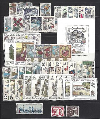 Czechoslovakia Sc 2218/2274,  1979 Year Set 51 Stamps & 1 Souv.  Sheet Mnh W/og
