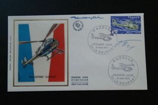 Helicopter Fdc Signed By Artists Lengelle And Forget 67486