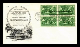 Us Cover Sagamore Hill Theodore Roosevelt Block Of 4 Fdc Lowry Aristocrats