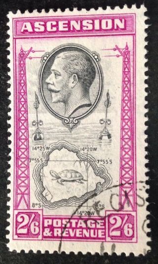 Ascension Island 1934 2/6 Shilling Black & Bright Purple Stamp Vfu