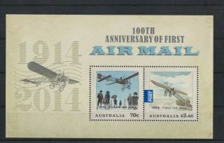 Australia 2014 100th Anniversary First Airmail S/sheet Mnh Per Scan