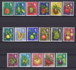 Montserrat 1965,  Sc 159 - 175,  Cv $27,  Fruits & Vegetables,  Nature,  Plants,  Mh