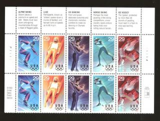 Us - Plt Blk 1111 Of 10 With Inscriptions - Sc 2807 - 11 - Winter Olympics - Mnh