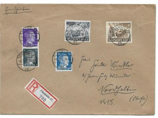 Germany Postal History 3rd Reich Registered Cover Addr Canc Chemnitz Yr 