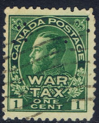 Canada Mr1 (1) Perfin 1915 1 Cent Green George V War Tax " C.  P.  R.  " Cdn Pacific ?