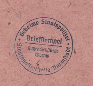 GERMANY DR 1937 COVER COURIER MAIL GESTAPO (Secret Service) DARMSTADT 2