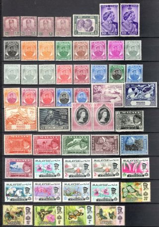 Malaya Malaysia Straits Settlements 1922 - 1971 Johore Selection Of Mh Stamps