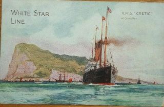 1911 White Star Line R.  M.  S.  Cretic Post Card From Commander Pitts H.  M.  S.  Edgar
