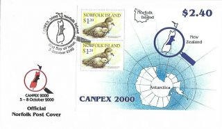 2000 Norfolk Island Birds Miniature Sheet On Fdc