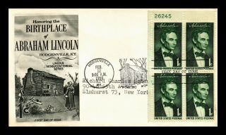 Us Cover Abraham Lincoln Birthplace Hodgenville Kentucky Fdc Plate Block