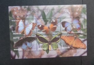 Maldives 2002 Flora Fauna Butterfly Sg3742/7 Sheetlet Mnh Um Unmounted