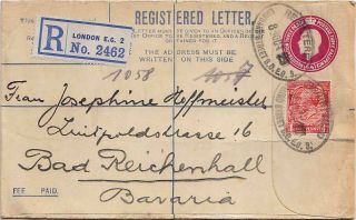 1d Kgv On 4 1/2d Kgv Registration Envelope 1923 Registered,  Lombard Street B.  O.