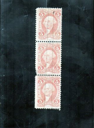 Us Scott R24 5c Certificate Revenue Stamps 1862 - 71 3 Stamps Attached