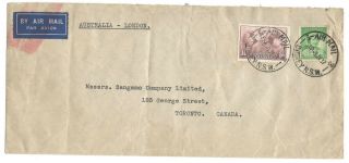 1937 Australia Sydney Air Mail Cds Cancel Cover Canada - Airmail To London Only