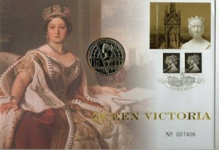 Gb Royal Mail/royal 2001 Queen Victoria Fdc With Commemorative £5 Coin