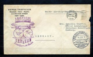 Usa 1936 Zeppelin Lakehurst Cover To Germany (as 660s