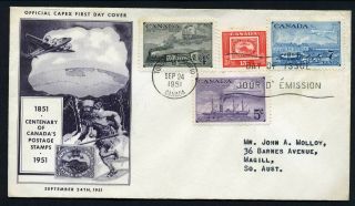 Canada 1951 Stamp Centenary Set - Fdc