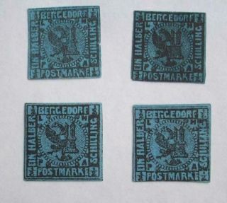 1861 Bergedorf ½ Sch (x 4) Vintage German States. .  Forgery ? Reprint ?