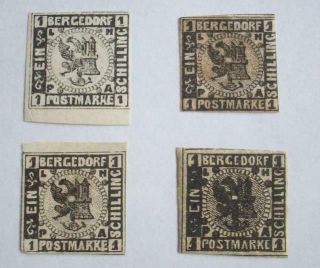 1861 Bergedorf 1 Sch (x 4) Vintage German States. .  Forgery ? Reprint ?