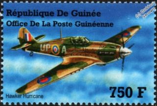 Wwii Raf Hawker Hurricane Mk.  I Fighter Aircraft Stamp (2002 Guinea)