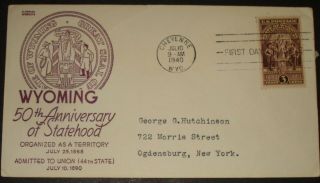 C.  Anderson 897 Wyoming Statehood Fdc