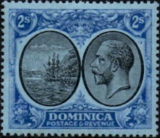 Dominica 1923 George V 2/ - Black & Blue On Blue Paper Sg.  84 (hinged)
