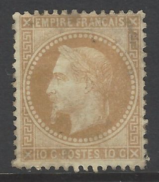 France 1867 10c Yellow - Brown Napoleon Iii Classic Mh Og Mi 27 €400
